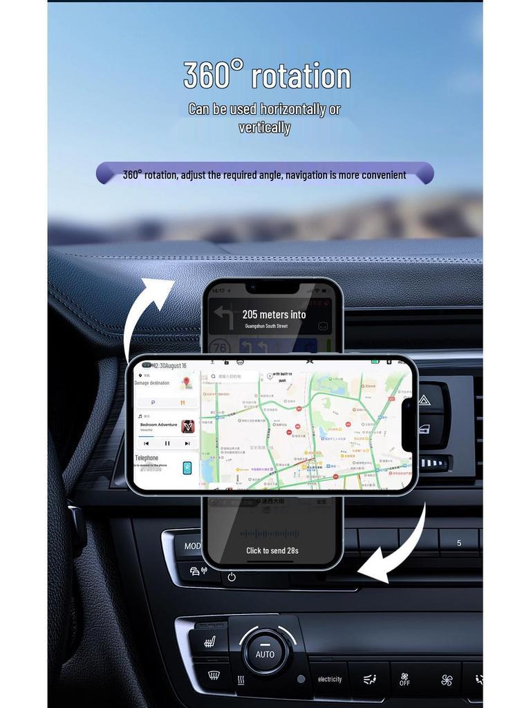 Magnetic Car Phone Holder with Wireless Charger for Apple