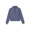 Bluza scurtă de damă cu guler înalt, mâneci lungi, culoare uni, albastru FB4152-491