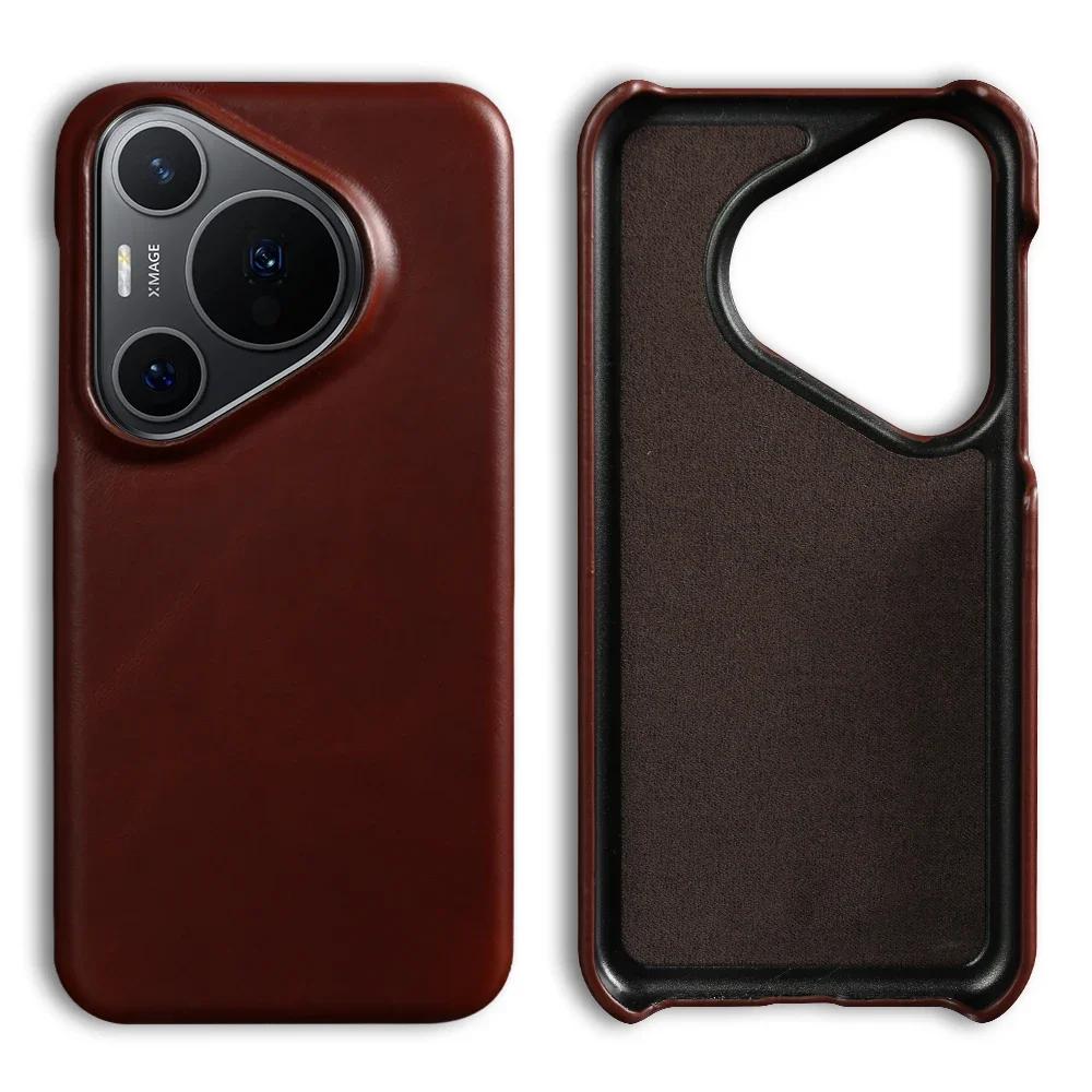Handmade Genuine Leather Case For Huawei Pura 70 Pro Honor Magic 6 Pro Mate50 mate60 P50 P40 P60 Aesthetic Vintag Phone Cover