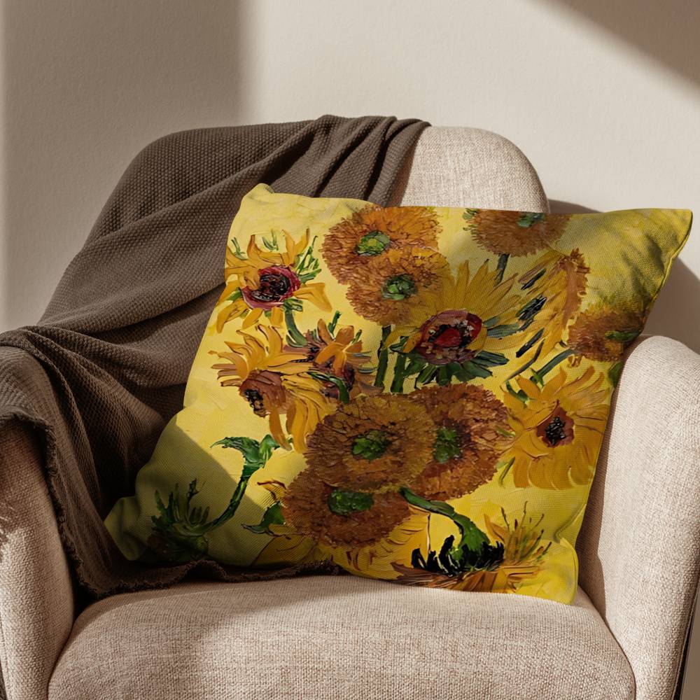 Vincent Sunflowers Van Gogh Pillow Case Office Cushions Suitable For Sofa Car Bedroom Decorative Cushion Cover