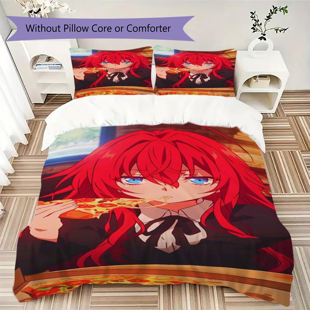 High School DxD Pattern Bedding Uilt Set Uilt Cover Pillowcase Home Decoration Birthday Gift (1 * Duvet Cover + 2 * Pillowcase Without Core)