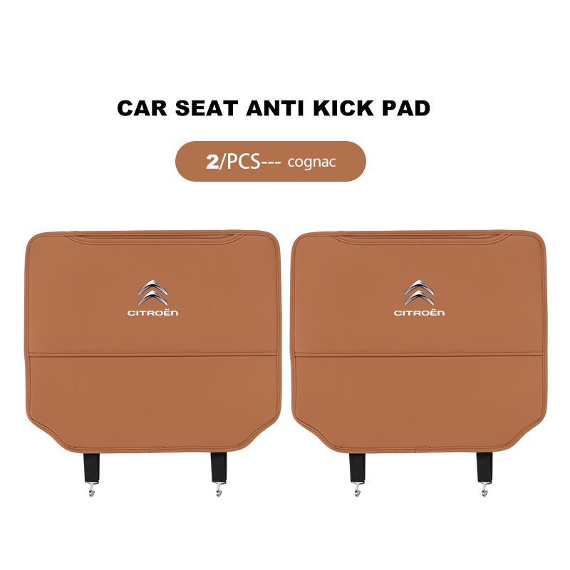 2 Stück Leder Auto Sitz Anti-Tritt-Matte Schutzmatten Zubehör für Citroen Jumper Celysee Cactus Picasso Aircross Saxo Grand