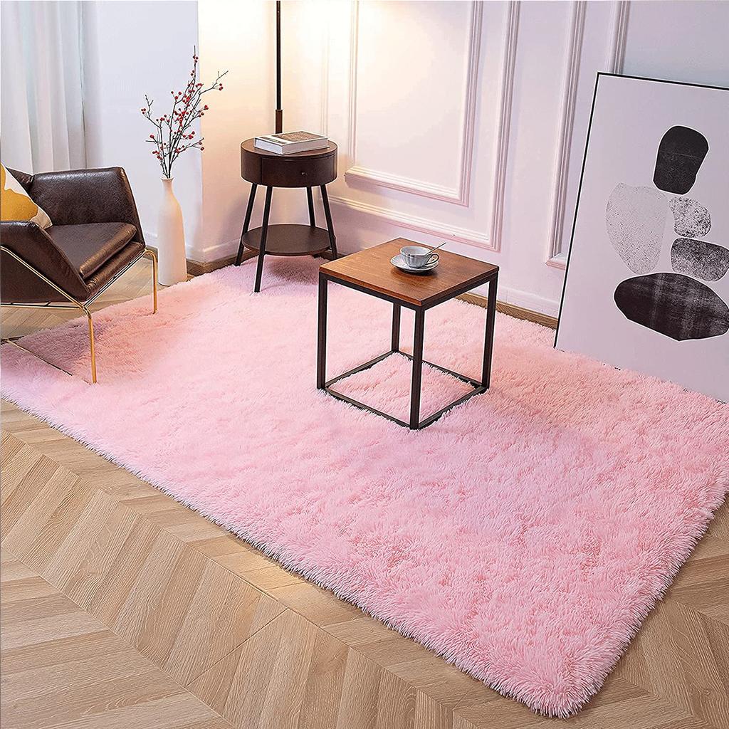 Super Soft Shaggy Carpet for Living Room Bedroom Fluffy Indoor Plush Area Rug Home Furry Floor Mats Kids Nursery Girls Pink Rug