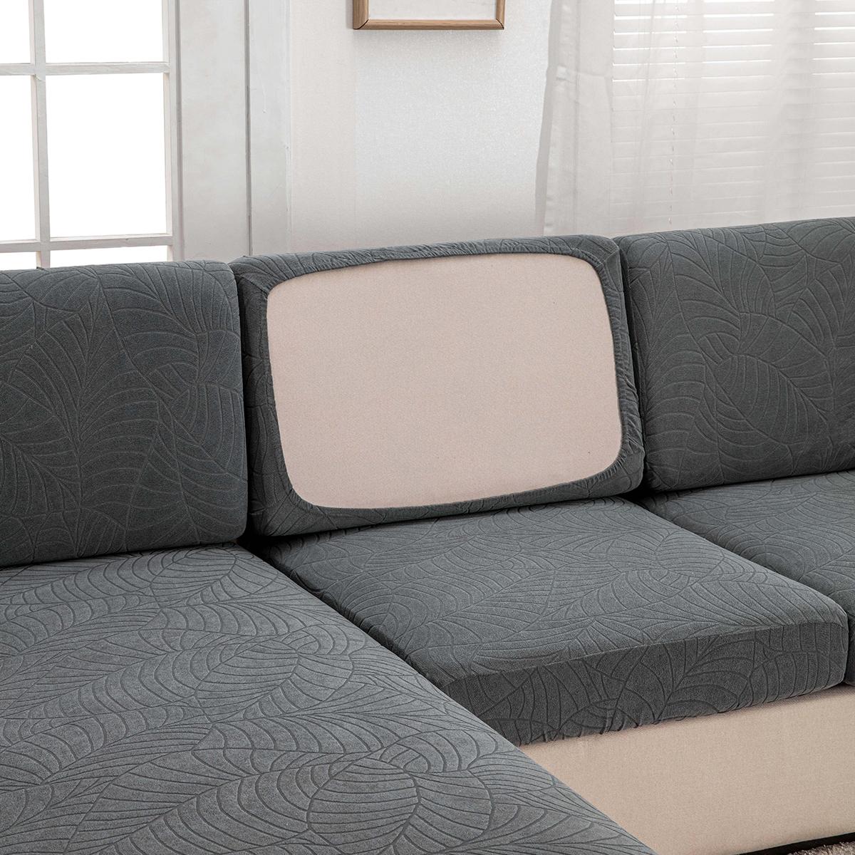 

1Pc Thickened Jacquard Sofa Cover, All-Season, Anti-Dust, Cat-Proof, Stretchable, For Sofas & Decor. L(3-Seater) темно серый