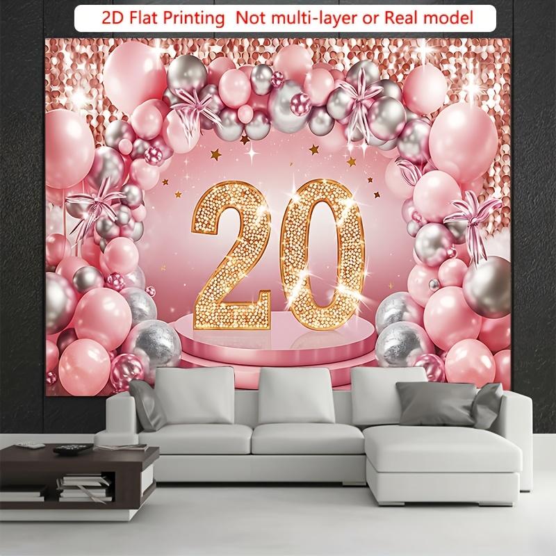 2D flach 1 elegant 20. Geburtstag Party Hintergrund Polyester Banner - glitzernde goldene 20 für Geburtstagsfeier Dekoration