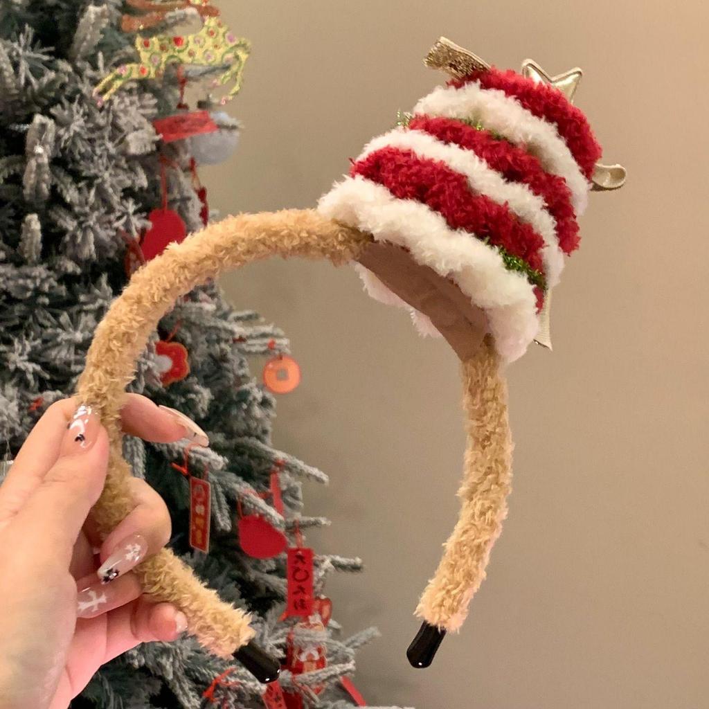 2025 Sonbahar/Kış Peluş Noel Ağacı Taç: Kadınlar İçin Eğlenceli ve Şenlikli Saç Aksesuarı