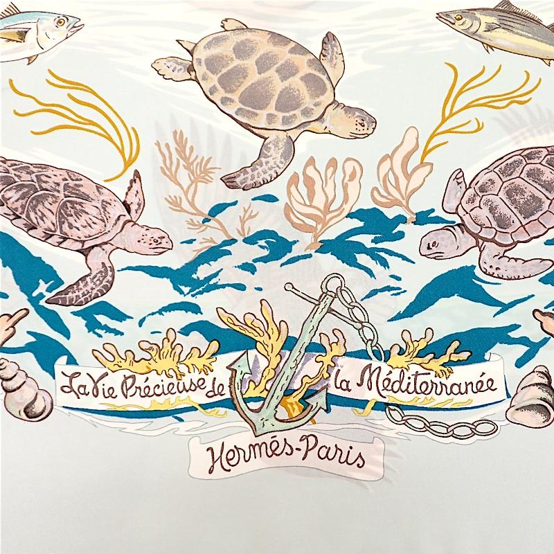 HERMES   Scarf Light Blue Silk Women