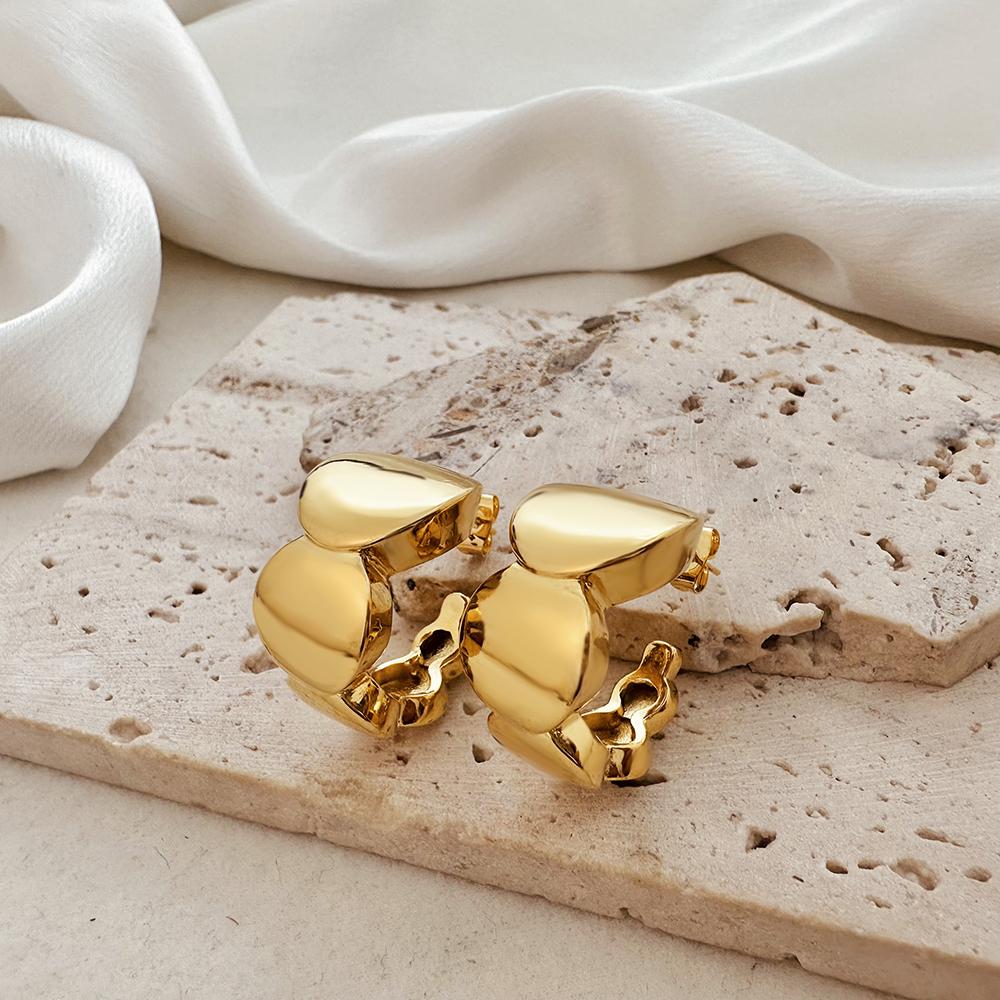 Modne błyszczące kolczyki koła ze stali nierdzewnej dla kobiet, pozłacane, gruba tekstura, geometryczne kółko, biżuteria vintage