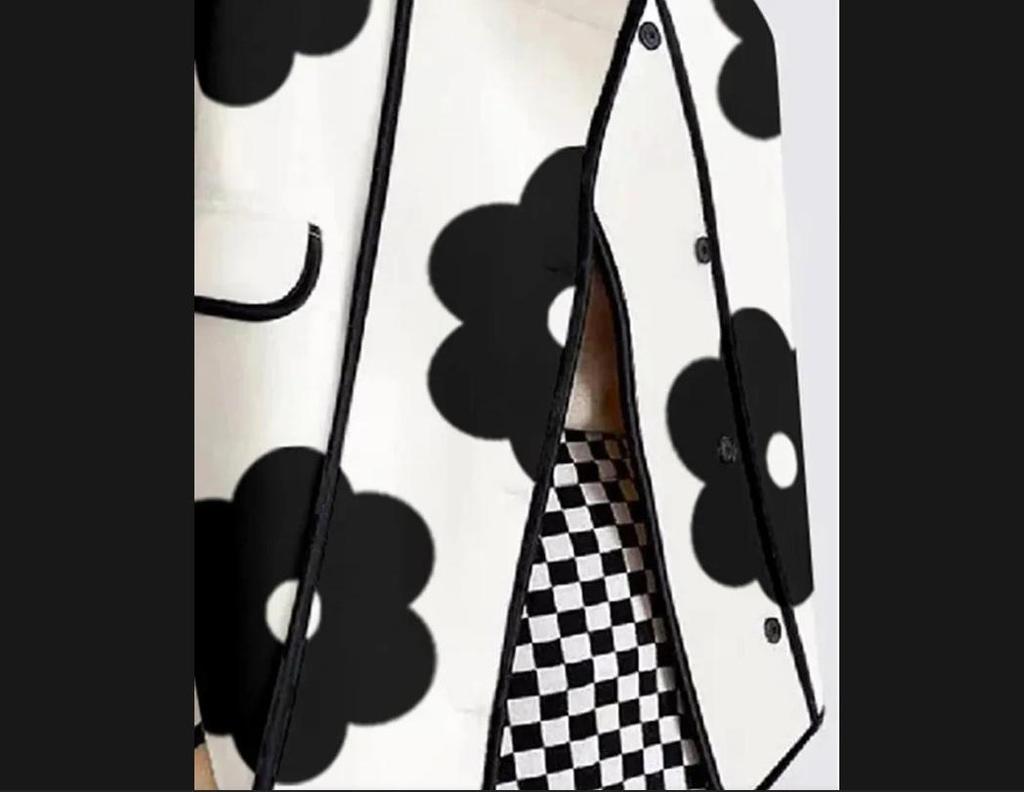 Женское шерстяное пальто 2024 года с цветными блоками, цветочным принтом, длинными рукавами, разрезом, воротником-стойкой