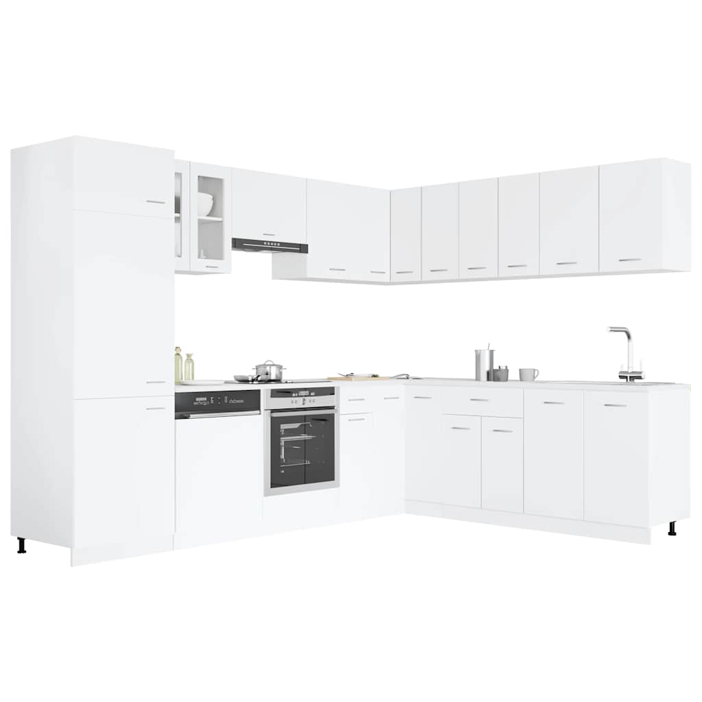 14 Piece Kitchen Set Lyon White Particleboard