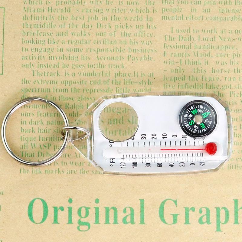 1pc Multifunction Mini Keychain Camping Compass Thermometer Outdoor Climbing Temperature Tester Survival Guiding Compass Tool
