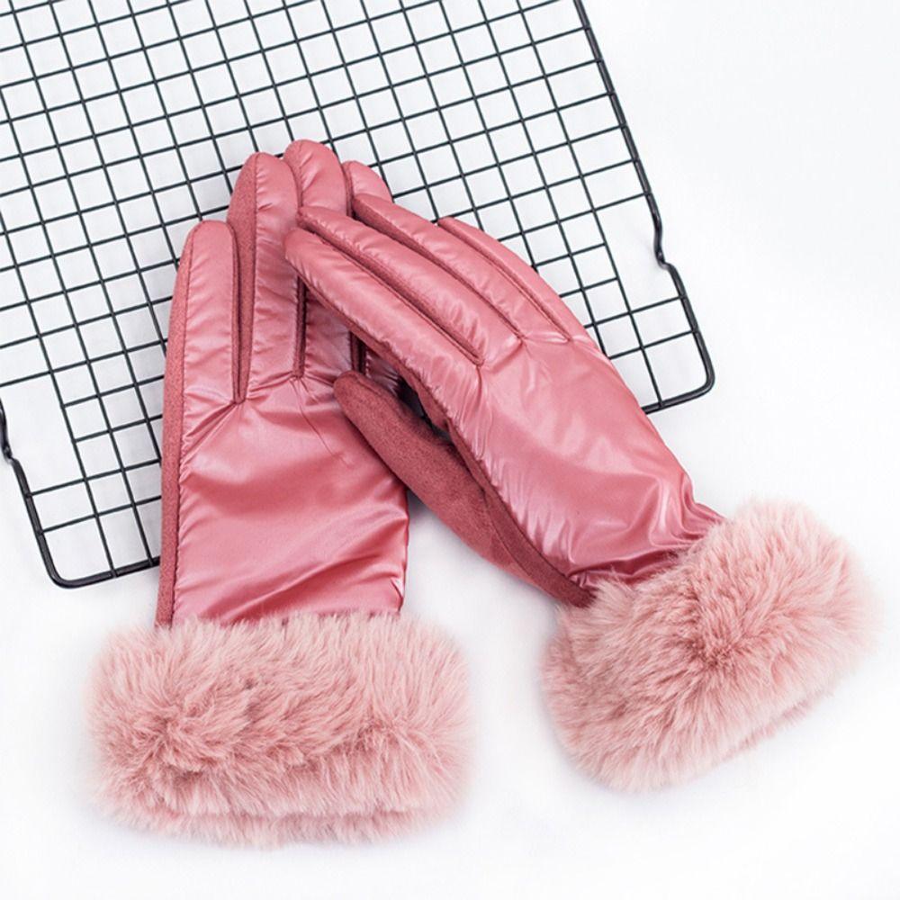 Thicken Suede Leather Gloves Five Finger Winter Driving Gloves Fashion Gloves Girls