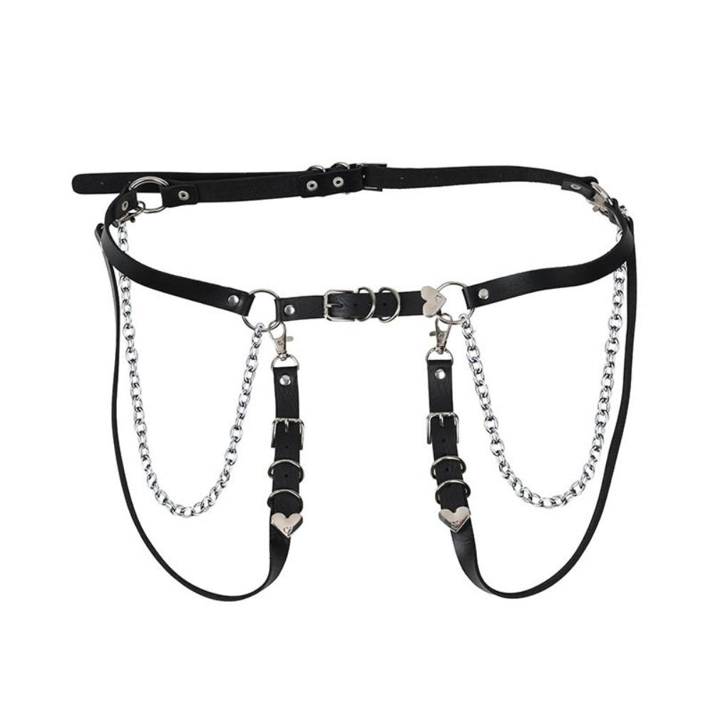 Hip Hop Skirt Belt Metal JK Leg Loop Personality Waist Chain  Girls