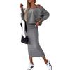 2023 New Autumn/Winter Two-Piece Vest Dress & V-Neck Sweatshirt Knitted Women's Set