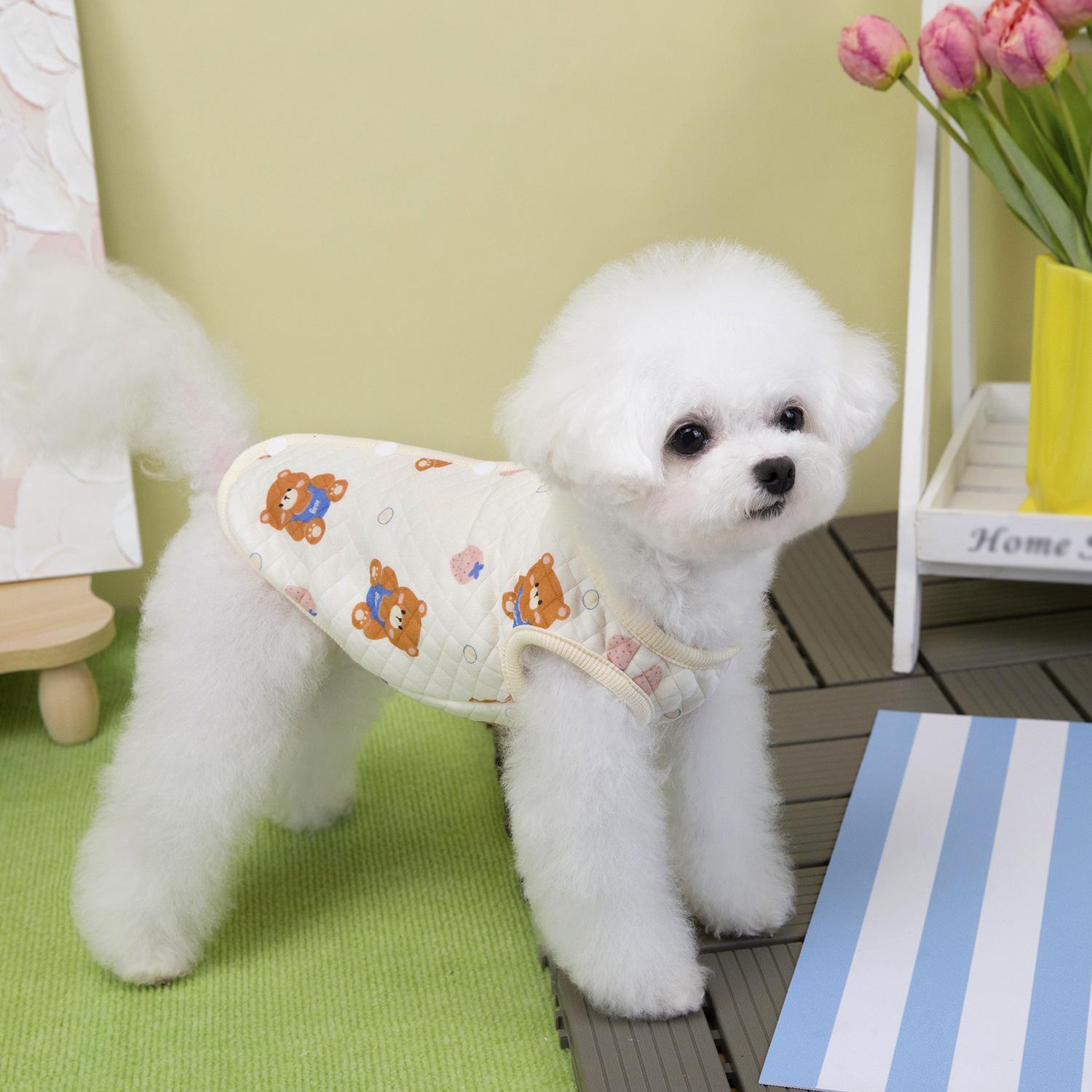 

Pet Vest Small Dog Clothes Cat Autumn Winter Bear Pattern Warm Comfortable Baby Cotton Vest Teddy Bechon Small Dog Clothes S