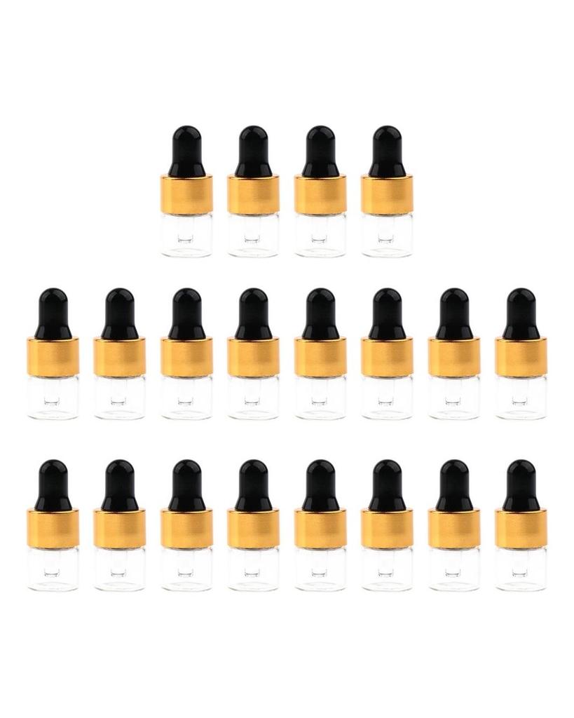 20 Pieces Travel Empty Glass Essential Oil Refillable Dropper Bottles 1 ML