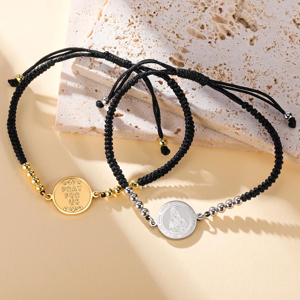 Dawapara Saint Dymphna Bracelet Religious Patron Amulet Mental Health Catholic Gift Stainless Steel Jewelry