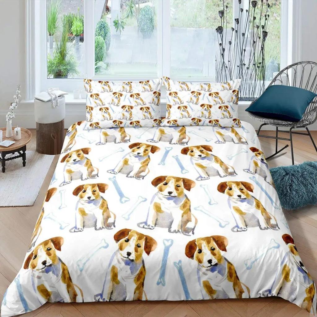 Hunde Bettbezug Haustier Welpe Cartoon Welsh Corgi für Kinder Jugendliche Tier Polyester Steppdeckenbezug Hundeliebhaber Geschenke für Freundin Queen King
