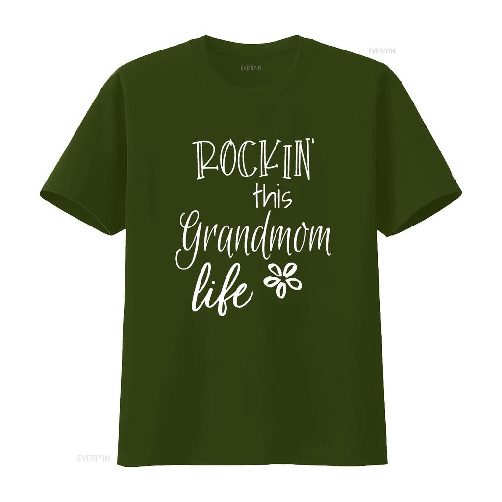 Rockin This Grandmom Life Special Grandma T Shirt Vintage Washed Casual Versatile Streetwear Graphic Unisex Stretched Stylish