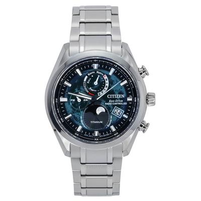 Funkgesteuerte Mondphase Super Titanium Grünes Zifferblatt Eco-Drive BY1010-81X 100M Herrenuhr