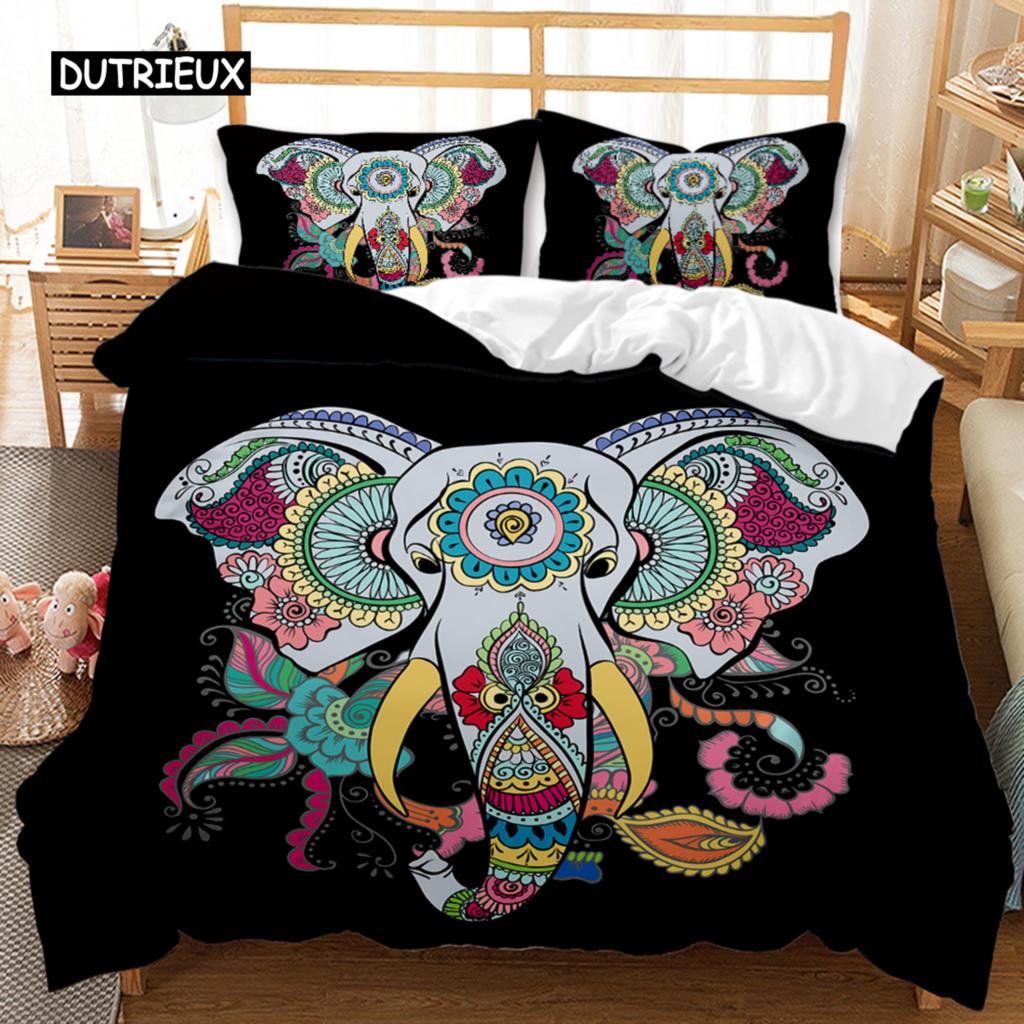Animal Duvet Cover Set Gecko and Crane Bohemian Exotic Tribal Style Bedding Set Cool Animal Chic King Size Polyester Qulit Cover