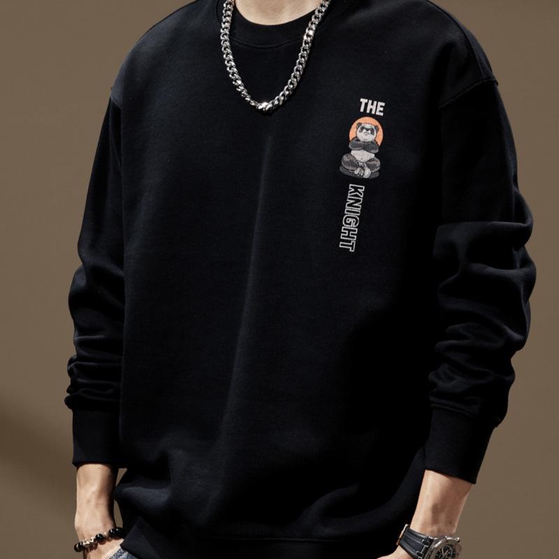 Sudadera de Otoño para Hombre con Estampado de Panda, Cuello Redondo, Corte Ajustado - Top de Marca de Moda