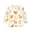 Kinder Tierdruck Rundhals Dreiviertelarm Lässiges T-Shirt Weicher Stoff Bequeme Passform Leichtes Design