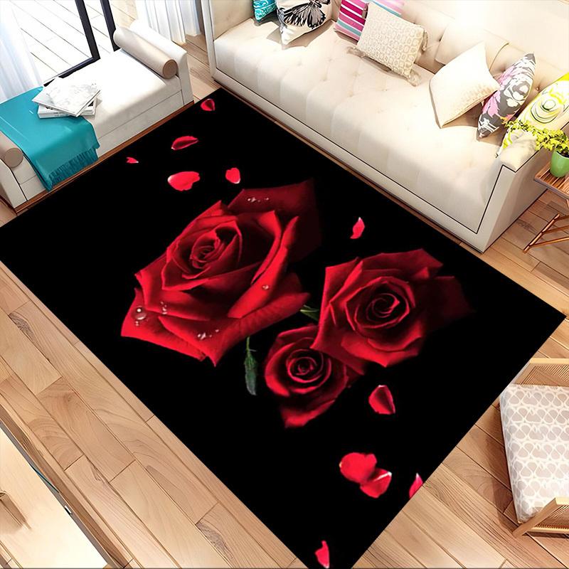 Rose Petals Crystal Velvet Office chair mat Area Rug - Non-Slip, Floor Mat, Office Desk Chair Rugs,Christmas Gift-1106243