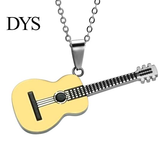 Men Women Rock Guitar Pendant Stainless Steel Necklace Jewelry Musician Gift