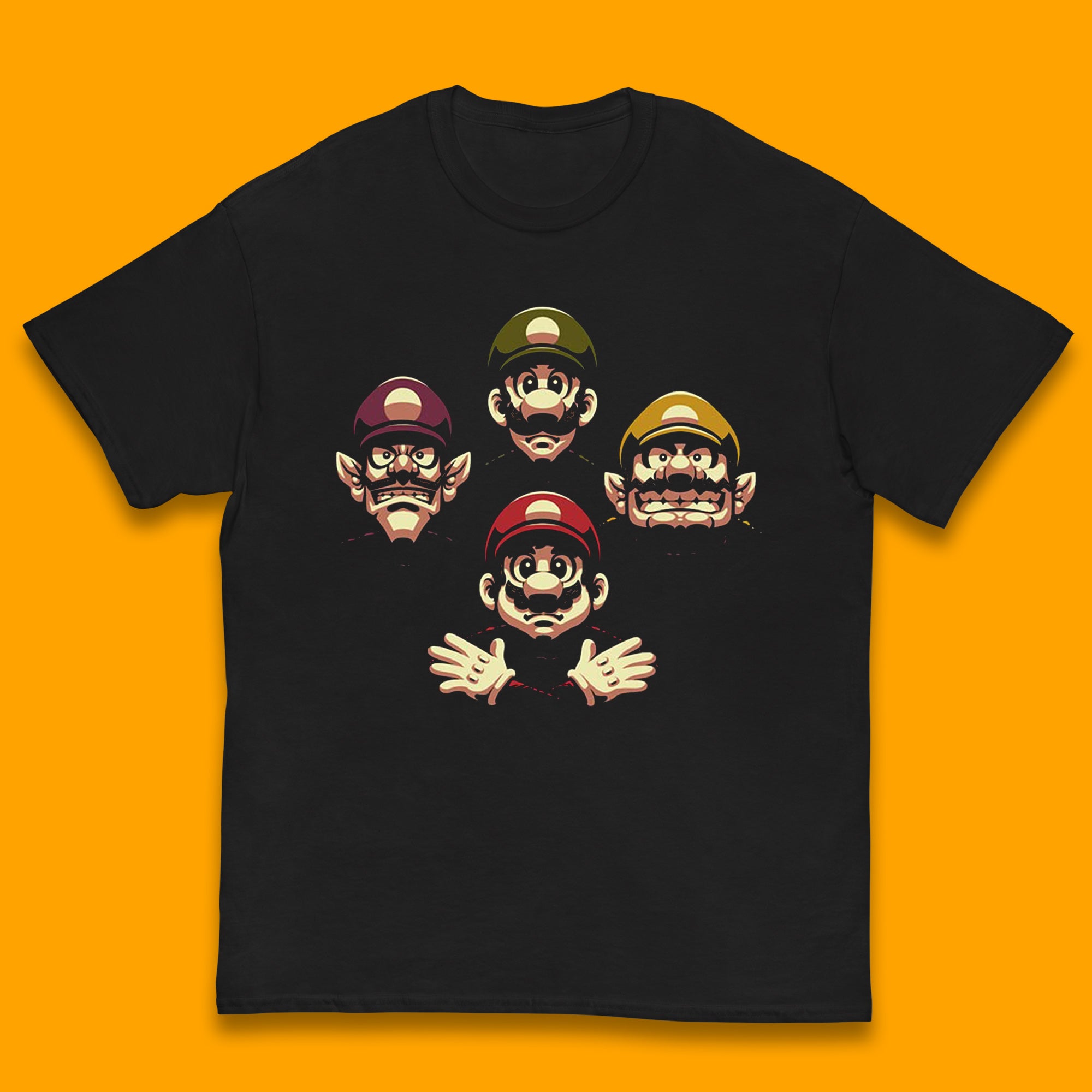 Mario Characters Funny Old Faces Super Mario, Luigi, Wario And Waluigi Game Players Mario Bro Toad Retro Gaming Kids T Shirt 130