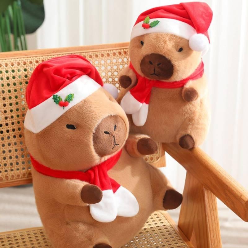 Adorable Christmas Capybara Plush Toy With Soft Short Plush Filling For Kids Gifts