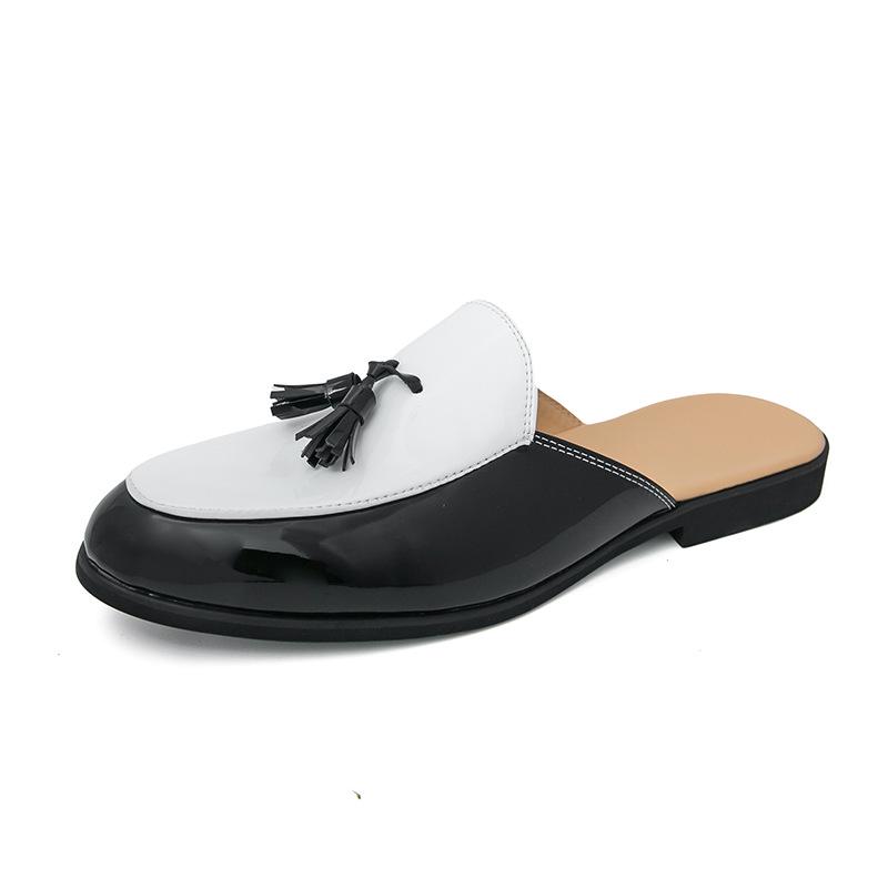 Men s Plus Size Closed-Toe Slip-On Sandals, Summer 2025 British Style Business Leather Shoes 45