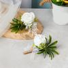Pack of 6 White Artificial Rose Boutonniere Pin Elegant Bridals Brooch Wedding Groomsmen Accessories Suit Decoration