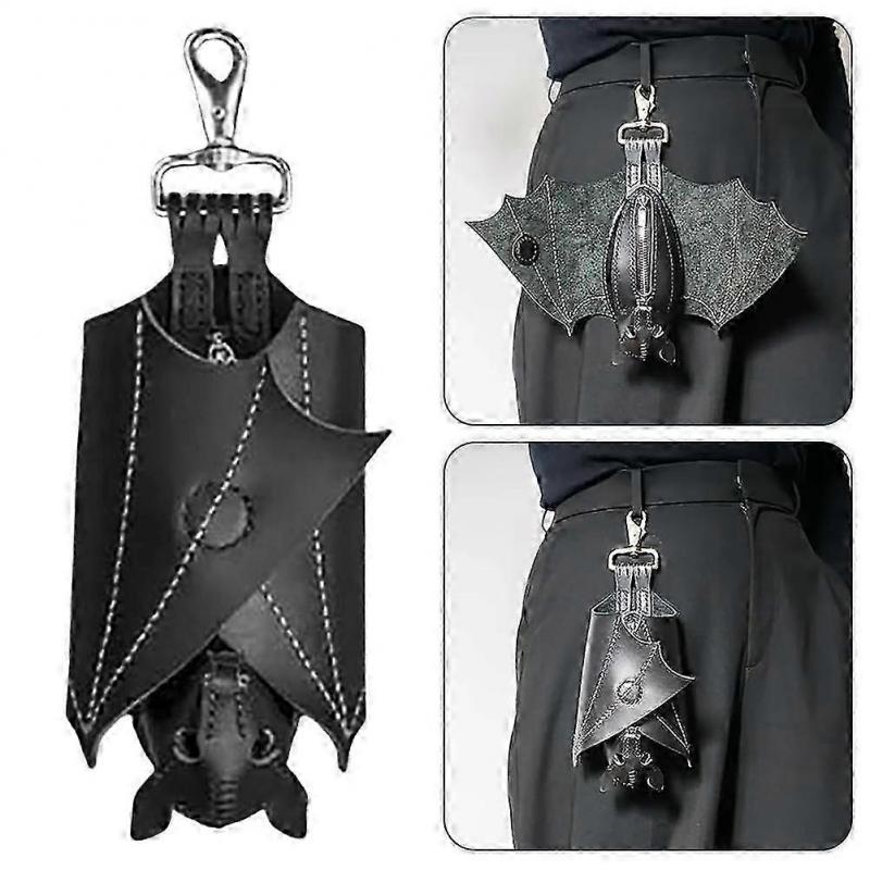 Handcrafted Leather Bat Coin Purse Small Coin Purse Keychain for Women Men Portable Bat Shape Coin Holder