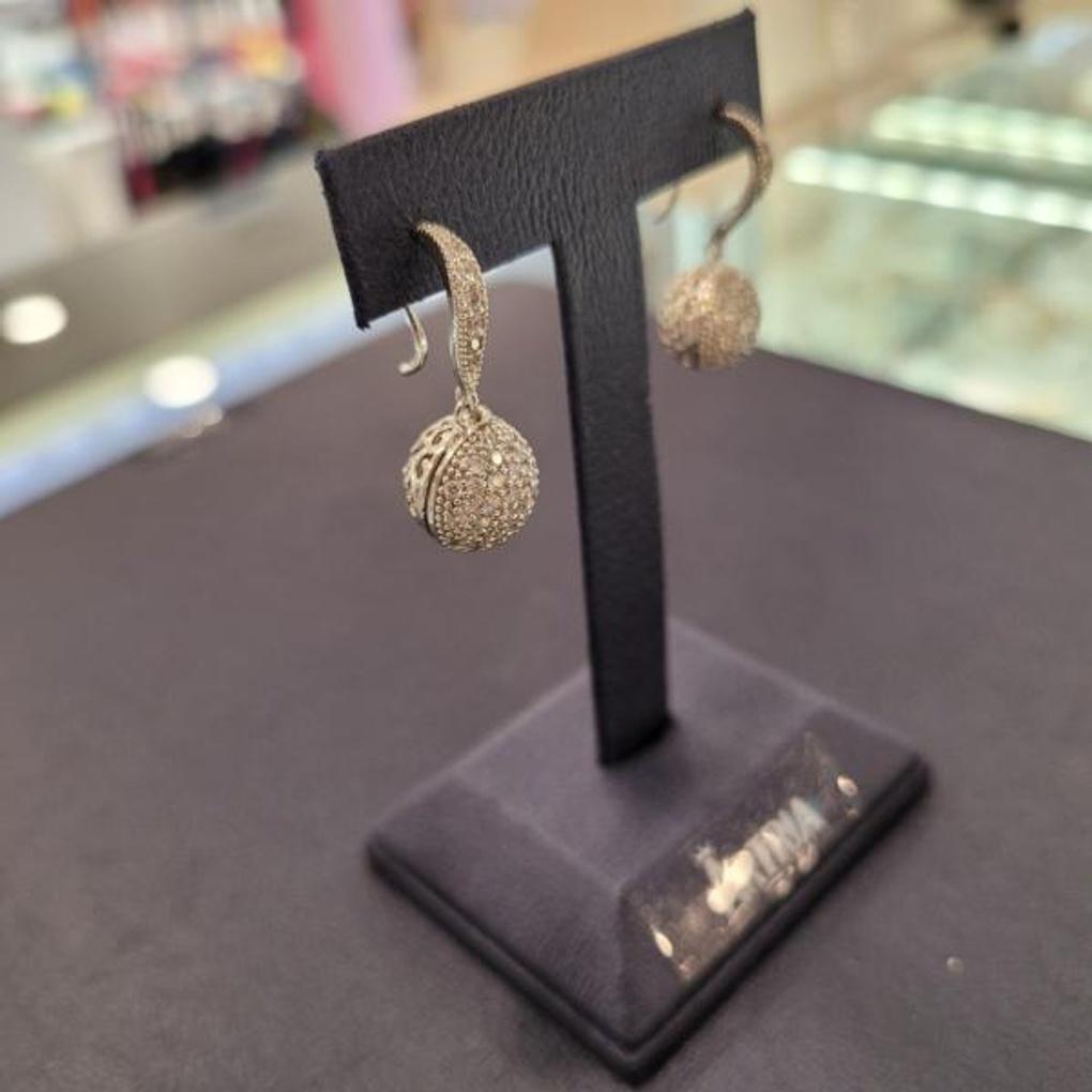 ARTRIA Front Cubic Ball Hook E Silver Needle Earrings CHAERET0023WHF