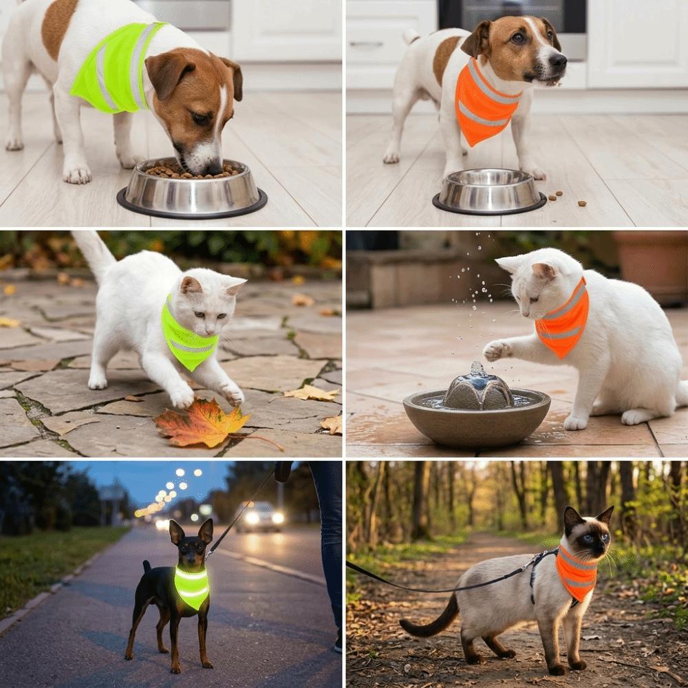 Reflective Dog Bandana Luminous Pet Neckerchief Soft Touch Dog Saliva Towel  Pet Grooming