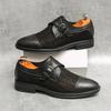 Fashion Men Retro Loafers Men Casual Breathable Comfortable Fashionable Buckle Leather Shoes European Office Business Shoes Sizes 38-46