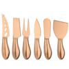 AJOYOUS Cheese Knife Set Cheese Stainless Steel 6Pcs Gold Cheese Slicer Cutter Handle Mini Knife Butter Knife Spatula Fork Matte