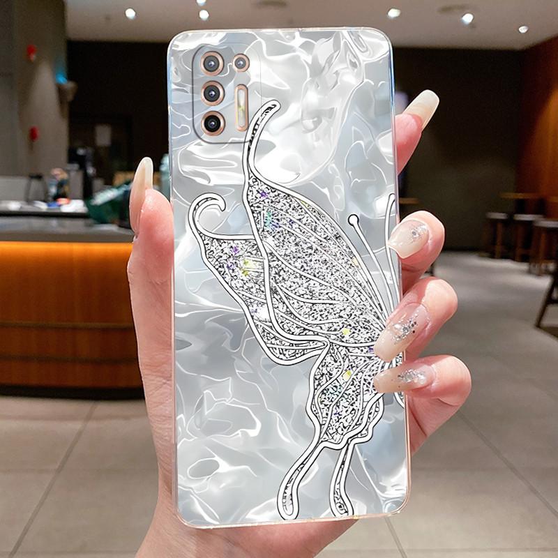 Phone Case For Motorola Moto G9 Plus Fundas Capa Butterfly Bow Protective Casing Transparent Soft Silicone TPU Cover Coque
