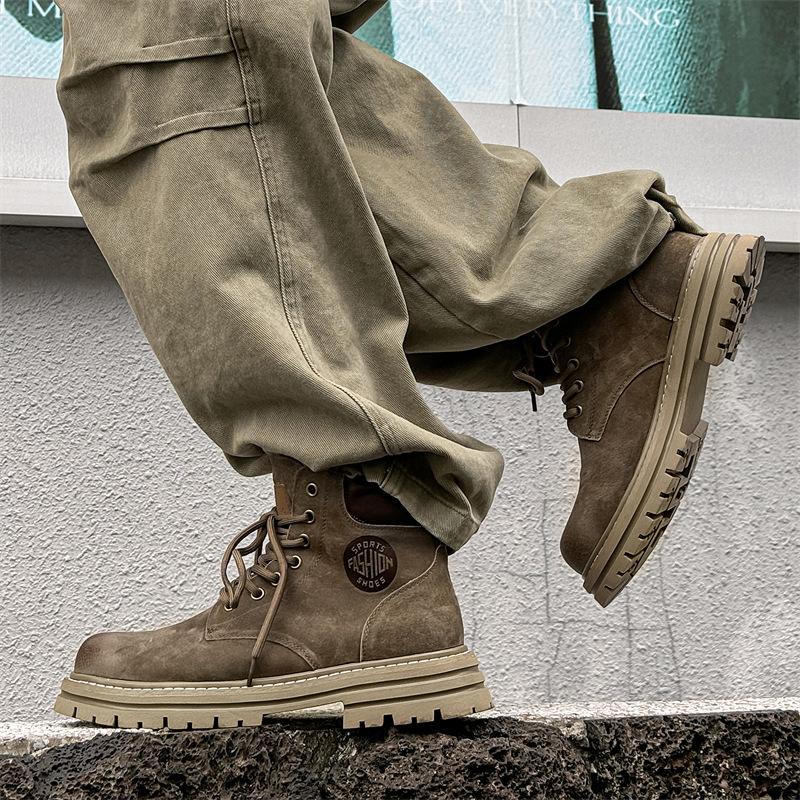 Martin boots men's British style autumn and winter velvet tooling snow boots men's medium yellow boots 6516-K