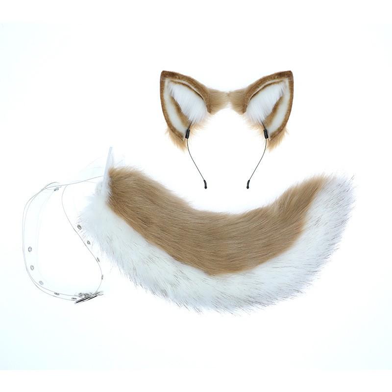 Handmade Plush Shiba Inu Dog Ears Headband Tail Set Cosplay Anime Convention Costume Accessory