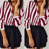 Elegante T-shirt da donna a maniche lunghe con scollo a V larga per uso casual e in ufficio
