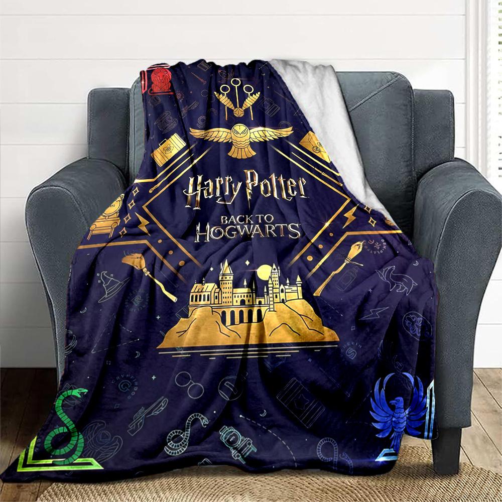 1pc Harry Potter Flannel Throw Blanket - HD Printed Lightweight Soft Warm All-Season Blanket for Sofa, Bed, Travel, Camping 047
