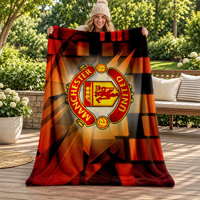 FC Manchester Blanket Flannel Blanket Soft Cozy Plush Throw for Sofa Bed Lightweight Home Decoration Gifts for Christmas Various Holidays