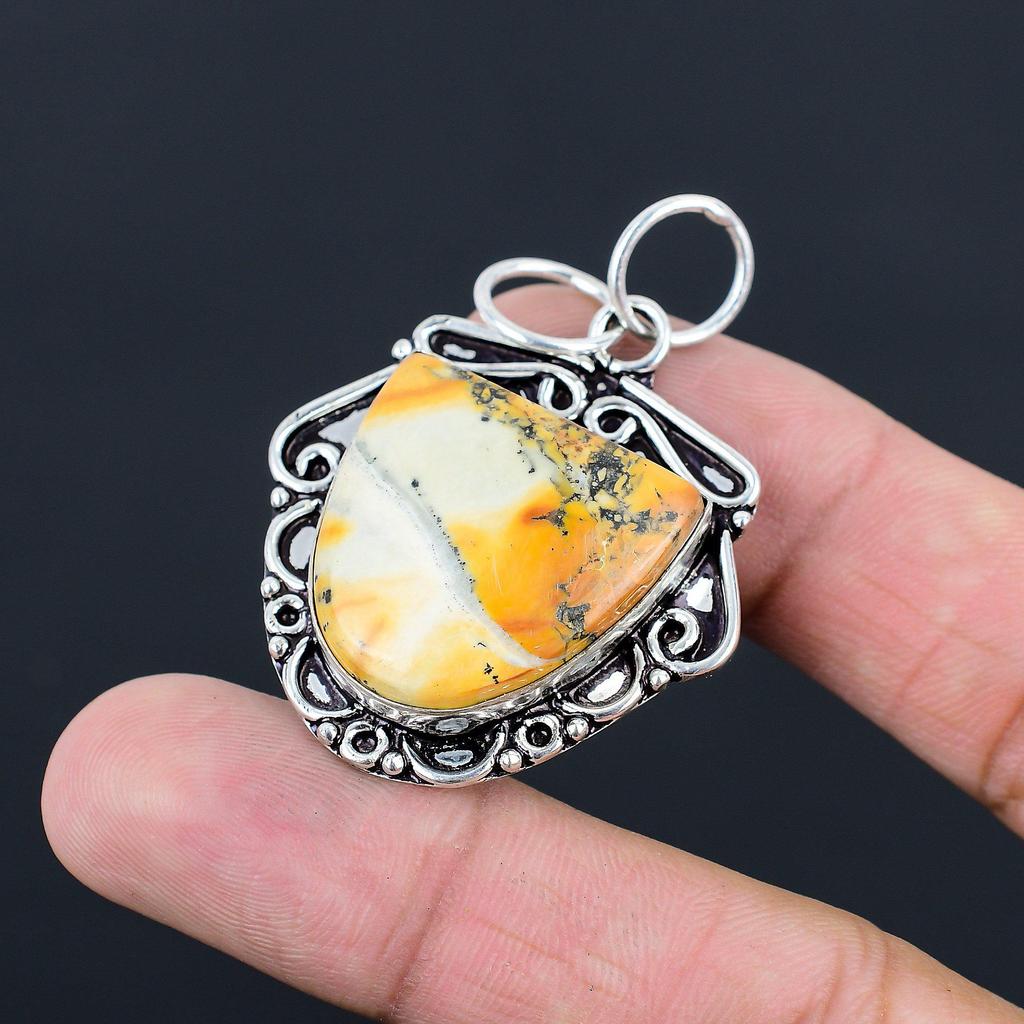 Natürlicher Maligano Jaspis Edelstein Anhänger 925 Sterling Silber Schmuck für Frauen