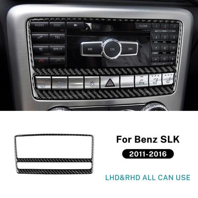 For Mercedes Benz SLK R172 2011 2012 2013-2016 Black Carbon Fiber Center Console CD Panel Frame Trim Cover Interior Accessories