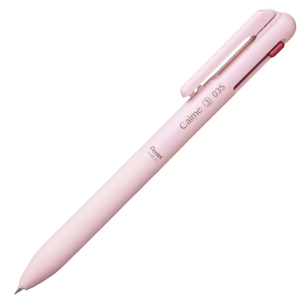 PENTEL Calme Ballpoint BXAC33P 3-Color Pen, 0.35mm, Pink,