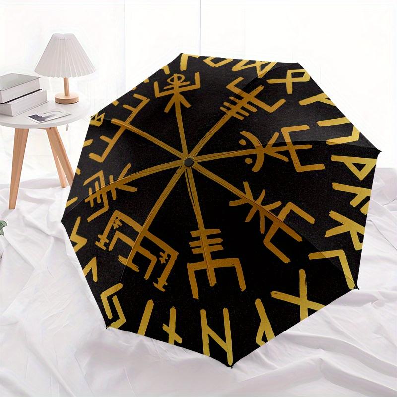 Viking Vegvisir Compass Norse Symbol Tapestry Wall Hanging DecorUmbrella, Portable 3-Fold Compact Umbrella for Men & Women ES28