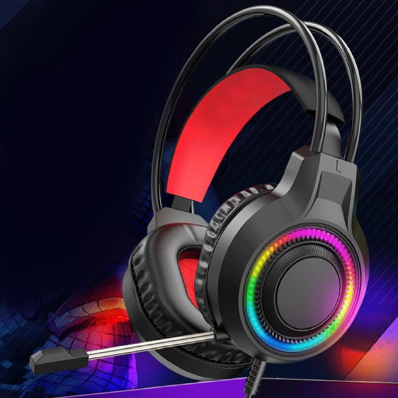 Wireds Over Ear Headphones With Glowing LED Lights 40mm Composite Diaphragm Driver Ergonomic Protein Leather Cushions Flexible Two Suspension Headbeam