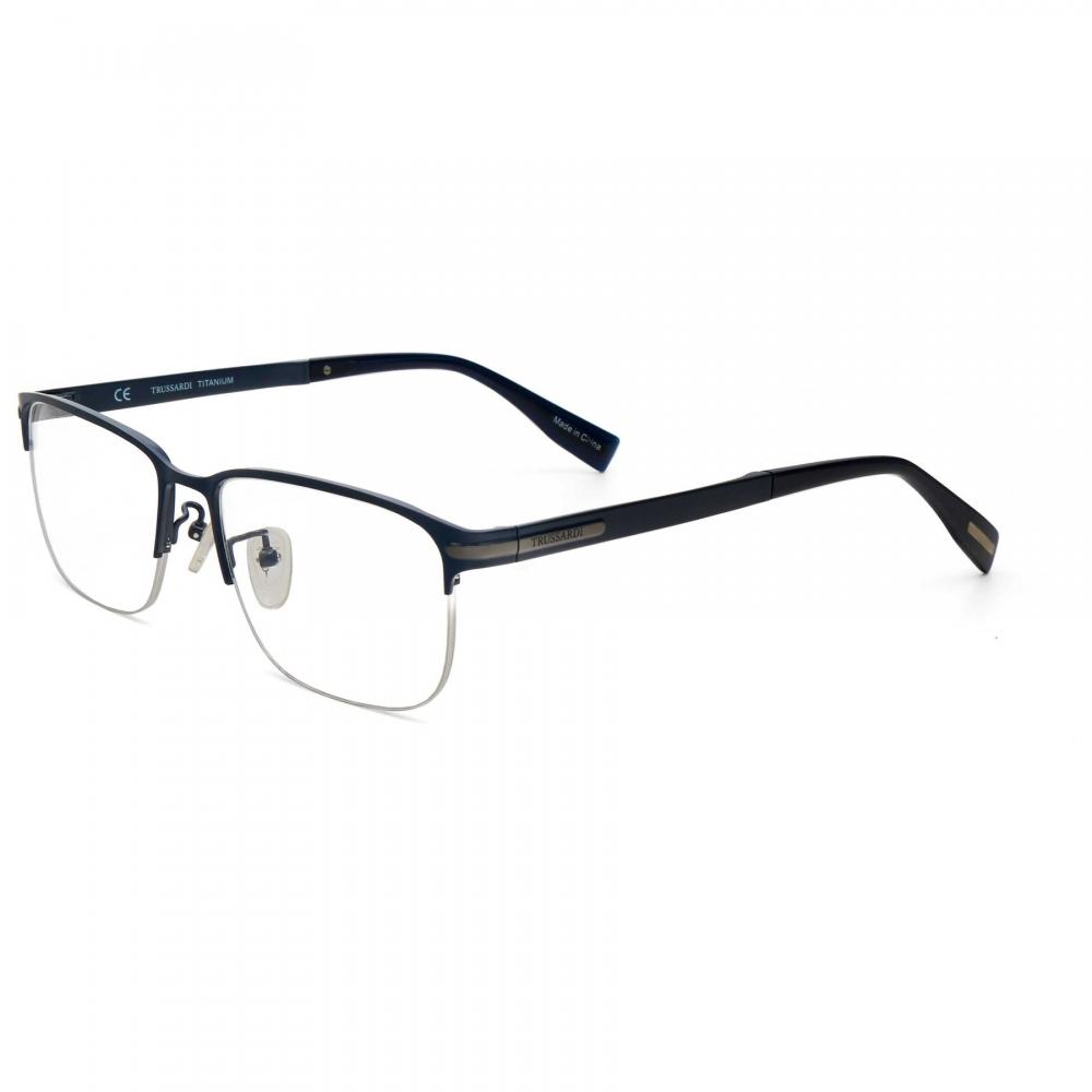 TruSSardi Men S 56mm eyeglaSSeS Matt Blue Shiny Light Gunmetal